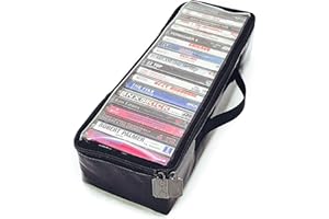 FYDELITY 20 Piece Blank Cassettes Tape Cassette Storage Case Carrier Holder Storage for Cassette Tapes Storege Bag for Cassettes : Metallic Black with Clear Top