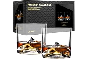 LIITON Exklusiv Whisky Gläser Set Everest 2-teilig aus Kristallglas, Tumblergläser, Geschenke für Männer für Cocktails, Gin, Bourbon, Rum, Trinkgläser Geschenkset