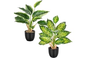 Aevcvok Set di 2 Piante Artificiali Decorative per Interni, 37CM Piante Finte Interno Piante Plastica per Decorazione Interna Esterna di Casa, Ufficio, Giardino, Soggiorno, Tavolo e Scrivania,A