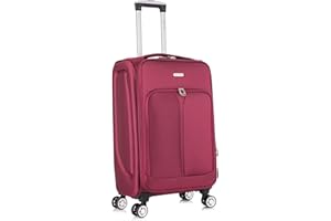 SKYLARK LUGGAGE 24" Medium Suitcase Super Lightweight Luggage 20% Expandable 4 Wheels Spinner 3-Digit Combination Lock Soft Shell Luggage for 15 to 20kg