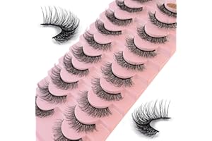 ULIYA Pestañas Postizas Naturales 10 Pares 7D Mullidas de Pestañas Postizas Rizadas Gruesas Pestañas Postizas Negras Profesionales Reutilizables (7D01)