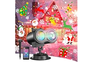 Macchiatto Projektor Weihnachten Aussen, 2-in-1Dynamische Projektor Lichter mit Fernsteuerung Weihnachtsdeko außen Innen mit 20 Schaltbare Muster 10 Farben Wasserwelleneffekt für Weihnachten Party