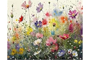 Mrnsiet Flower Stamped Cross Stitch Kits, DIY Colorful Flowers Cross Stitch Ornament Kits for Adults Beginners, Counted Embroidery Needlepoint Kits Home Decor 12x16inch