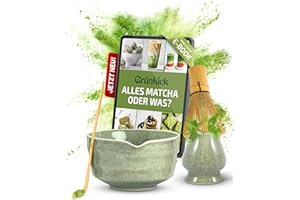 GRÜNKICK Matcha Set Grün – Premium Matcha Tee Set mit Matcha Schale, Bambus Matcha Besen & Matcha Zubehör - Japanisches Matcha Set für Teezeremonie & Matcha-Latte (Grün)