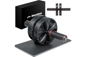 EliteAthlete Roue Abdominale - Roulette Abdominaux - AB Wheel - Rouleau Abdo - Abdos musculation appareil de sport fitness - AB Roller incl. tapis rembourré
