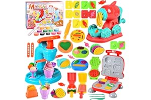 MQVXT 51 Pièces Pâte À Modeler pour Enfants Accessoire,Argile à Modeler DIY pour les EnfantsPate A Modeler pour Créer des Hamburgers et des Pizza et des Crème Glacée,Jouet Créatif Cadeau