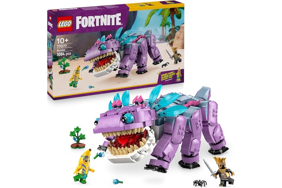 LEGO Fortnite Klombo Toy - Play & Display Dino Figure with Oro and Island Peely Minifigures, plus Accessories - Gamer Gift for 10+ Year Old Boys, Girls & Fans - 77077