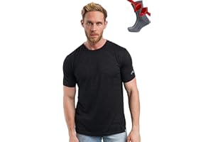 Merino.tech Tee Shirt Merinos Homme - T-Shirt Thermique 100% Merino Wool avec Chaussettes