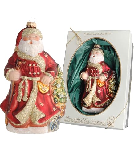 Pointe De Sapin De Noël En Verre Soufflé - Double Pointe Or étoile De Neige, 30 Cm, Fabriqué En Allemagne