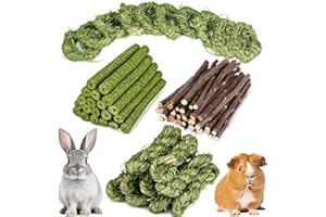 AOTLEE Timothy Hay Chew Sticks, 60PCS Rabbit Chew Toys Bunny Chew Toys for Teeth，Rabbit Toys Guinea Pig Toys Timothy Grass Chew Sticks for Rabbits, Chinchillas,Guinea Pigs, Hamster ，Bunny，Gerbil，Rat (B)