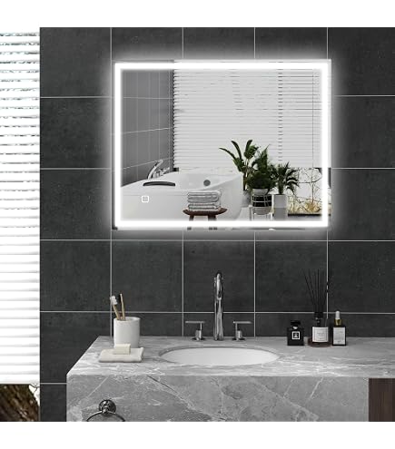 Specchio Da Parete Specchio Retroilluminato LED 100x70 Installazione Reversibile E Angoli Specchio Bagno 70x90 Cm - 11