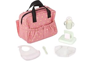 LullaBaby Cambiador-Bolsillos de Almacenamiento-Accesorios Juego de simulación-Niñas de 2 + -Set de Bolsa de pañales para muñecas bebé, Multicolor (Maison Battat Inc. LBY7657Z)