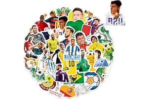 YOIMCKAY 50PCS Pegatinas de Estrella del Fútbol de Dibujos Animados, Vinilo Impermeable para Coches, Ordenadores Portátiles - para Adultos y Niños