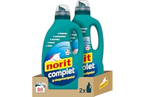 Norit Complet - Detergente Líquido para Toda la Ropa, Máxima Limpieza y Cuidado, 40 Lavados Cada Uno - Pack de 2 x 2 L