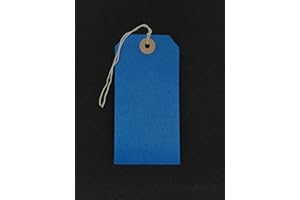 STATIONERY GEEKS 250 Blue Strung Tags 120 x 60 mm String Tie on Parcel Label Ticket 120mm x 60mm