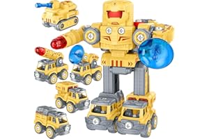 Britik Toys for 3-8 Year Old Kids: Transforming Robot Car Toys Boys Gifts for Age 3 4 5 6 7 8 9 10 Year Old Boys Birthday Presents 5 in 1 Assembled Robots Car Set Outdoor Activity Gmae Toy