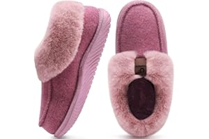 COFACE Zapatillas Casa Mujer Invierno Cerradas Pantuflas Caliente Peluche Piel Forradas Comodas Memory Foam Slippers Antideslizante Goma Suela