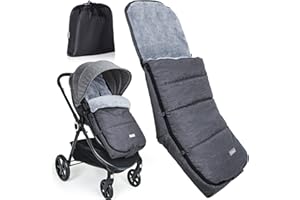 Orzbow Saco Silla Paseo Universal Invierno, Impermeable Saco Carro Bebe con Bolsa, Desmontable Saco Silla de Paseo con Cremallera Lateral Ajustable, Forro Cálido Coral, Forma de L, Gris