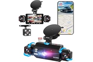 4 Channel Dash Cam 360° View 5G WiFi & APP Control, GEMEK 2K Front and Rear Inside, Left Right Dash Camera for Cars Free 64GB TF Card, G-Sensor, Night Vision, 24H Parking Mode
