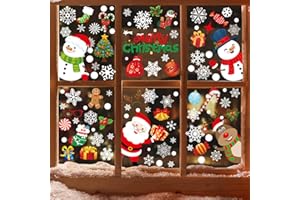 GEEKEO Pegatinas Navidad Ventanas Cristal Reutilizable para Decoracion Navidad, PVC Doble Lado Adhesivos Navidad Ventana Gel Vinilos Ventana Navidad para Invierno Casa Escaparates Adornos Navidad