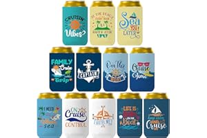 Pop Nordic Cruise Koozies for Bottles and Cans - Funny Boating Gifts, 12 Packs Neoprene Beer Can Cooler Sleeves, Perfect Can Coozies for Beach Themed Party, Summer Party Favor