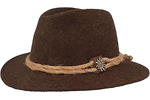 HUT BREITER Breiter Chapeau original pour homme en feutre, chapeau de randonnée style tyrolien, 100 % laine, cordon de chanvre, edelweiss & bord étroit