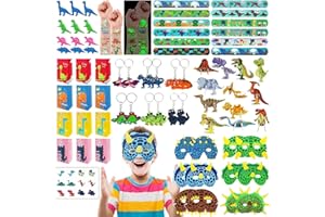 AEULN Leesgel - Kit per bomboniere, 96 pezzi, con dinosauro e maschera di dinosauro, per braccialetti con slap, gomme per puzzle, per sacchetti di carta e tatuaggi temporanei per bambini e ragazzi