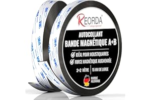 Reorda® Bande Magnétique pour Moustiquaires A+B | Bande Magnétique DIY pour Une Attraction Mutuelle Optimale