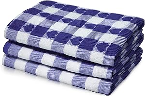 Kitchen Trends Woven Tea Towels 3pk Large 50 x 70cms Super Absorbent Hearts 100% Cotton (Purple)