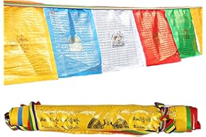 Gandhanra Golden Font Banderas de oración budistas tántricas tibetanas Banderines al aire libre,banderas de 10 pies/10piezas,promueven el amor,la compasión,la paz,la fuerza y la sabiduría