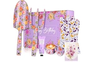 TuDou Birthday Gifts for Women, Happy Basket Mum Grandma Wife Best Friends, Ladies Pamper Gardening Garden Lovers Gift 50Th 60Th 70Th Birthday, Retirement, Christmas, Purple