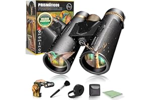 PROY'S NEXUS® Prismaticos Profesionales Largo Alcance 12x42, BaK-4, IP55; Binoculares para observación de Aves y Caza; Pack Completo con Funda, Adaptador para móvil y Kit de Limpieza.