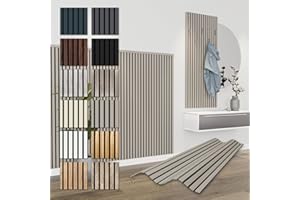 HEXIM Paneles Acústicos 138,5x60cm - Pared de Lamas Flexible Madera MDF Paneles de Pared Revestimiento de Lamas Revestimiento Mural (4 paneles / 3,32 m² Sandgrey - APH02)