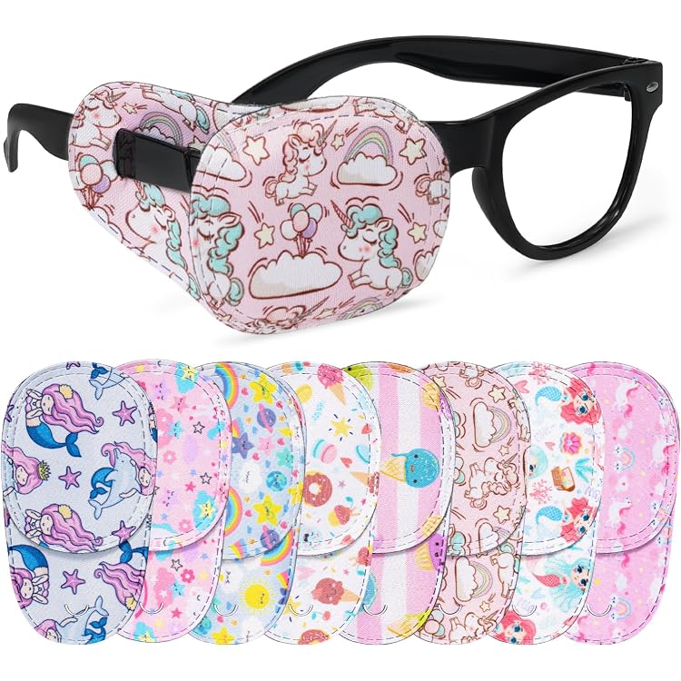Cache-œil Pour Lunettes – Lot De 2, Motifs Cartoon, Réglable Pour Enfants Et Adultes, Traitement Amblyopie, Strabisme, Confortable Et Bloque La Lumière - 10