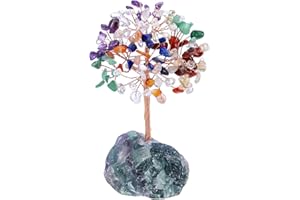 Jovivi Albero della Vita Sopramobile Decorazione in Cristallo Pietra Fengshui Ornamento Guarigione Meditazione Portafortuna Regalo-7pietre