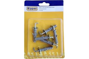 Kippen 9023K1 - Kit Composto da 6 Tasselli per Fissaggio ad Espansione da mm.9 con Gancio Medio