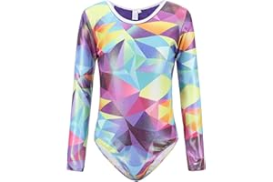SEAUR - Mädchen Turnanzug Ärmellos Kinder Gymnastikanzug Klassisch Trikot Gymnastik Tanzen Trikotanzug Ballet Kleidung Regenbogen Geometrische Muster 100-150CM