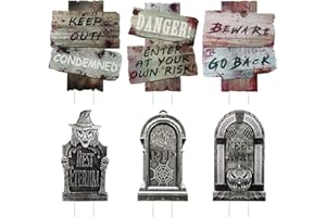 6pcs Piquet Halloween Signes de Cour Tombales Stèles avec Panneaux de Pelouse Décorations Extérieures