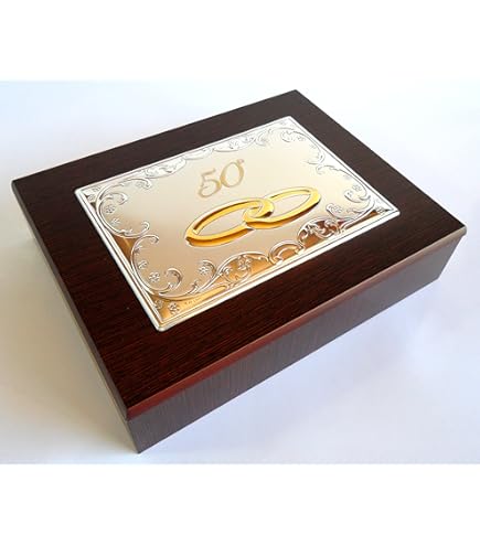Scatola Portagioie Valenti&amp;Co - Laminata Argento E Legno, Per 50&deg; Anniversario