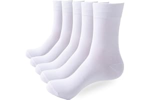 Hocerlu Thin Mens Cotton Socks, 5 Pairs Comfortable and Breathable Men's Crew Dress Socks for Office, Business and Casual, UK 6-10