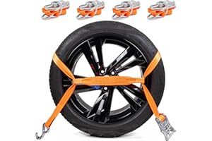 INDUSTRIE PLANET 4 x 2000 kg 2,9 m Sangle d'arrimage de Jante pour Transport Voiture Sangle de Serrage Pneu Sangle a cliquet Roue 35mm