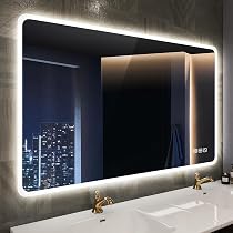 STARLEAD Specchio da bagno a LED da 91,4 x 71,1 cm con altoparlante Bluetooth, luce dimmerabile a 3 colori, anti-appannamento, impermeabile IP65, funzione di memoria, CRI> 90, vetro temperato