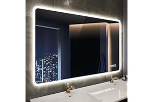 STARLEAD Espejo-Baño-con-Luz y Bluetooth 100x70cm, Espejos-de-Baño-con-LED, Antivaho, Regulable, 3 Colores Luz, Memoria, IP44, Vidrio Templado HD, Horizontal/Vertical