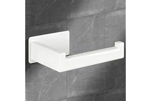 JOLY FANG Porte Papier Toilette Mural sans Percage, Support Papier Toilette Acier Inoxydable, Range Papier Toilette Autocollant pour Salle de Bain et Cuisine, Blanc
