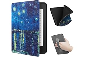 ERUNTO Etui na Kindle Paperwhite 6,8" (11. generacja w 2021 r.), etui z TPU z fakturą tkaniny i paskiem na plecach, etui magnetyczne z funkcją inteligentnego budzenia/uśpienia(Starry Night)