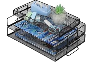 TSDRBWO 2 Tiers Letter Tray, Filing Tray for Office Desk, Paper Filing Tray Folder, Desk Tidy Organizer A4, File Document Holder for Home Office School