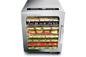 ‎ARENDO Arendo - Edelstahl Dörrautomat 8 fach - 500 Watt mit Temperaturregler - Dörrgerät für Lebensmittel Fleisch Früchte Obst Pilze - Timer bis zu 24 h - 8 Einlegefächer - GS - Dehydrator