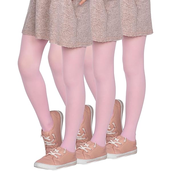 Collants Opaques Fille - Lot De 3 Paires - Coton Doux, Extensible - Pour école, Danse - Tailles 1-8 Ans
