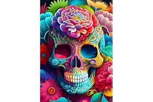QENSPE 5D Diamond Painting Calavera Pintura Diamante Animación Colorido Diamond Painting Kit Completo para Adultos Principiantes, DIY Cuadro Diamantes Kit Punto de Cruz para Decoración Hogar 30x40cm
