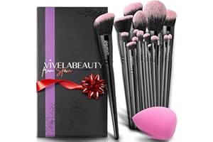 VIVELABEAUTY Set Pennelli Make Up 18 Premium synthetic pennello trucco, Kit professionali per fondazione cipria fard ombretto, Pennelli make up, Pennelli trucco make up, Ideale per regalo Compleanno San Valentino.